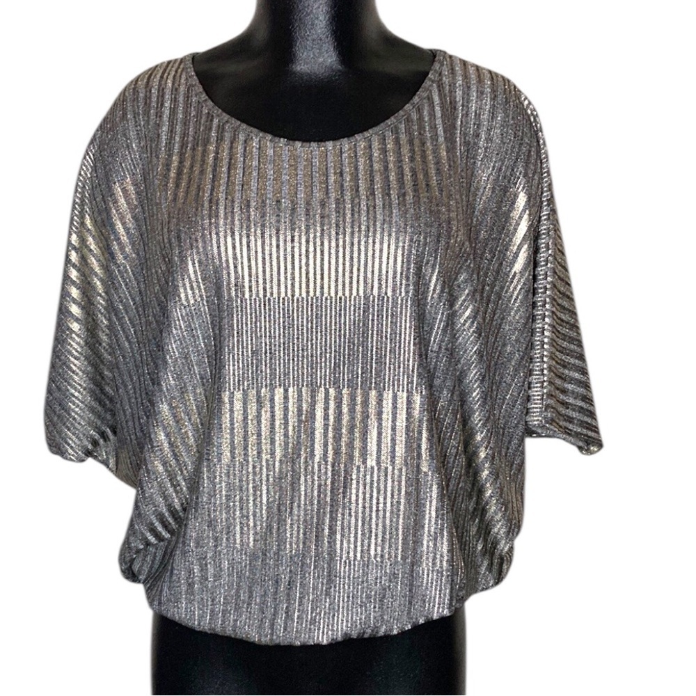 Espresso Gold and Gray Blouse Elegant Top